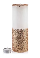 Świeczniki - ŚWIECA LAMPION WALEC 120X360 DIAMENT BIAŁY ZŁOTE KRYSZTAŁKI - miniaturka - grafika 1