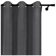 Zasłony - Voppi Zasłona dekoracyjna na przelotkach 140 x 240 cm grafitowa ciemnoszara zasłona z grubego weluru 220 g/m2 - miniaturka - grafika 1