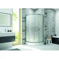 Kabiny prysznicowe - Sanplast Fris kabina prysznicowa 80x80 cm półokrągła z brodzikiem srebrny błyszczący/sitodruk W20 602-331-0250-38-180 - miniaturka - grafika 1