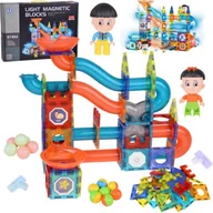 Klocki - Jokomisiada Klocki Magnetyczne 3D Zbuduj Duży świecący Tor Kulkowy 142 ele ZA5238 - miniaturka - grafika 1