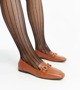 Brązowe mokasyny z klamerką Areebah-36 - Mokasyny damskie - miniaturka - grafika 1