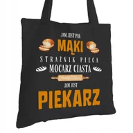 Torby i wózki na zakupy - Torba Bawełniana dla Piekarza Czarna Na Prezent ekologiczna Trwały Nadruk - miniaturka - grafika 1