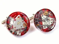 Spinki do mankietów i krawatów - Spinki do mankietów do mankietów mechanical red, czerwone - miniaturka - grafika 1
