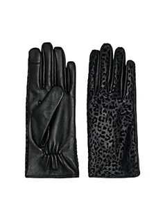 Rękawiczki - ONLY Women's ONLJANICE Leather Gloves Acc rękawiczki, Black/Detail:Leo Flock, ONE Size, Black/Szczegóły: leo Flock, Rozmiar Uniwersalny - grafika 1