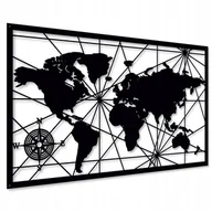 Dekoracje domu - DREWNIANA MAPA ŚWIATA DEKORACJA ŚCIENNA AŻUROWA XL OBRAZY DO SALONU TRYPTYK - miniaturka - grafika 1