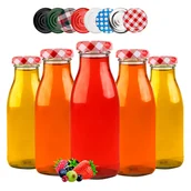 Domowy wyrób alkoholu - 5x BUTELKI SZKLANE NA SOKI BIMBER WODĘ NALEWKI MLEKO SOK 250 ML + WIECZKA - miniaturka - grafika 1