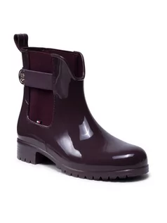 Botki damskie - Tommy Hilfiger Kalosze Th Hardware Rainboot FW0FW05968 Bordowy - grafika 1