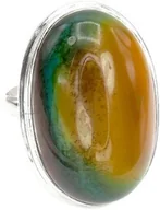 Pierścionki - Agat Żółty Zielony Piękny Pierścionek Srebro R10-26 Unikat - miniaturka - grafika 1