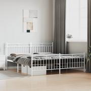 Łóżka - Metalowa rama łóżka z wezgłowiem i zanóżkiem, biała, 180x200 cm Lumarko! - miniaturka - grafika 1