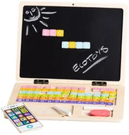 Łamigłówki - Ecotoys Drewniany laptop edukacyjny tablica magnetyczna Ecotoys - miniaturka - grafika 1