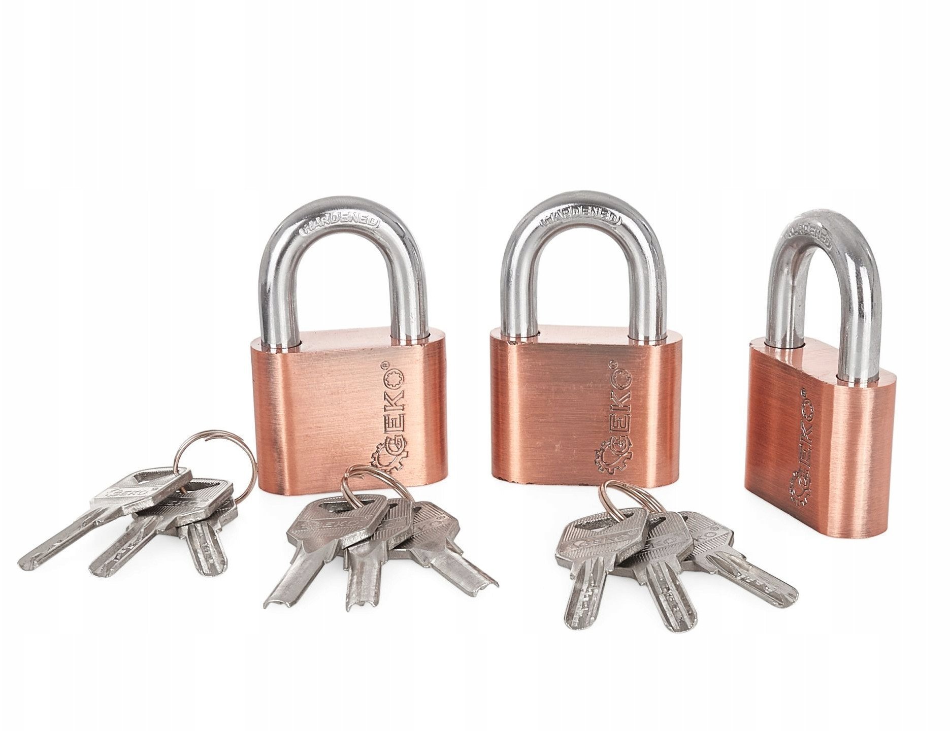 GEKO Zestaw kłódek niklowanych w systemie jednego klucza 50mm 3el.10