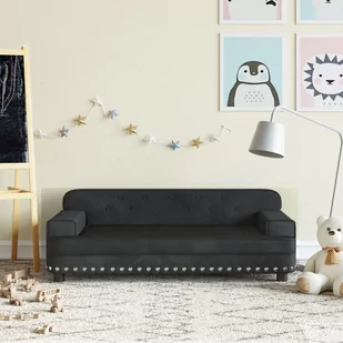 vidaXL Sofa dla dzieci, czarna, 90x53x30 cm, aksamit - Meble do sypialni - miniaturka - grafika 1