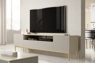 Szafka RTV Nicole 200 cm z wnęką - kaszmir / złote nóżki - Szafki RTV - miniaturka - grafika 5