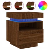 Szafki nocne - Szafka nocna z oświetleniem Led, brązowy dąb, 40x39x48,5 cm - miniaturka - grafika 1