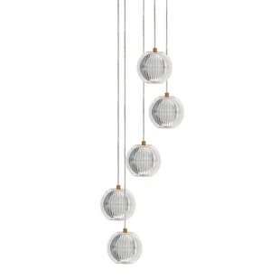 Lampa wisząca Brillant LP-3303/5P GD LED 28W 3000-6000K kule złoty - Lampy sufitowe - miniaturka - grafika 1