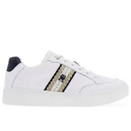 Buty sportowe damskie - Buty Tommy Hilfiger Court Sneaker With Webbing FW0FW07106-YBS - białe - miniaturka - grafika 1