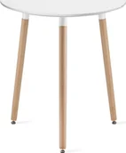 Stoły - Leobert Stół KAMI Okrągły 60cm - biały / naturalne nogi - miniaturka - grafika 1