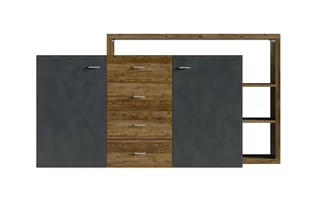 Komoda dwudrzwiowa z szufladami i nadstawką Bota 27 - appenzeller / matera - Komody - miniaturka - grafika 2