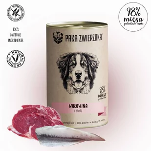 Paka Zwierzaka Paka Zwierzaka Wołowina i śledź 400g) 53407-uniw - Mokra karma dla psów - miniaturka - grafika 1