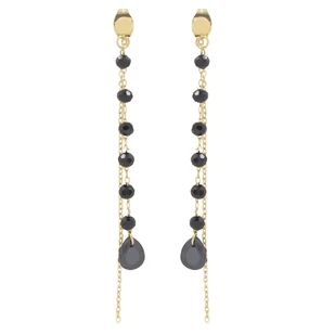 Wiszące kolczyki z czarnymi kryształami stal chirurgiczna antyalergiczna - Kolczyki - miniaturka - grafika 1