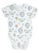 Body dla niemowląt - Niemowlęce body bawełniane z krótkim rękawem wieloryby białe Nicol,r.74 - miniaturka - grafika 1