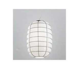 SIRU - Żyrandol na lince LANTERNA 1xE27/60W/230V śr. 32 cm czarny/biały szkło weneckie - Lampy sufitowe - miniaturka - grafika 1