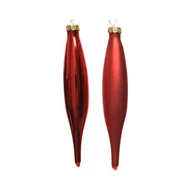 Bombki - Bombki sople szklane zestaw 6sztuk matowe połyskujące Czerwony - miniaturka - grafika 1