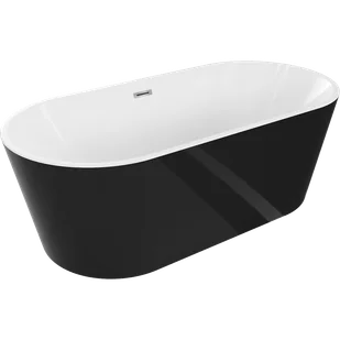 Mexen Luna wanna wolnostojąca 140 x 75 cm, biała/czarna, przelew chrom - 52031407575-01 - Wanny - miniaturka - grafika 1