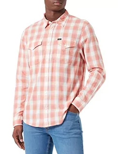 Koszule męskie - Lee Męska koszula regular fit, rdzawa, średnia, rdza, M - grafika 1