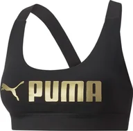 Biustonosze - M BIUSTONOSZ PUMA NA TRENING DAMSKI CZARNY ZŁOTY 522192 51 - miniaturka - grafika 1