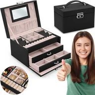 Biżuteria - akcesoria - ﻿Szkatułka na biżuterię MS-700 Massido - czarna - miniaturka - grafika 1