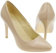 Czółenka - Czółenka szpilki 296 POLSKIE beż matowe - miniaturka - grafika 1