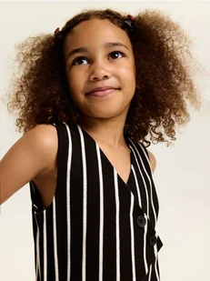 Reserved - Elegancka kamizelka w paski - czarny - Kurtki i płaszcze dla dziewczynek - miniaturka - grafika 1