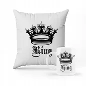 Gadżety dla niej i dla niego - ZESTAW PODUSZKA + KUBEK PREZENT NA WALENTYNKI KING KRÓL #25 - miniaturka - grafika 1