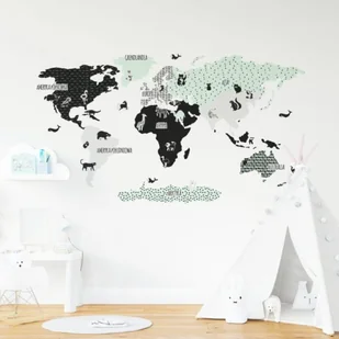 Naklejka na Ścianę Mapa Świata Miętowa Rozmiary - Tapety - miniaturka - grafika 1