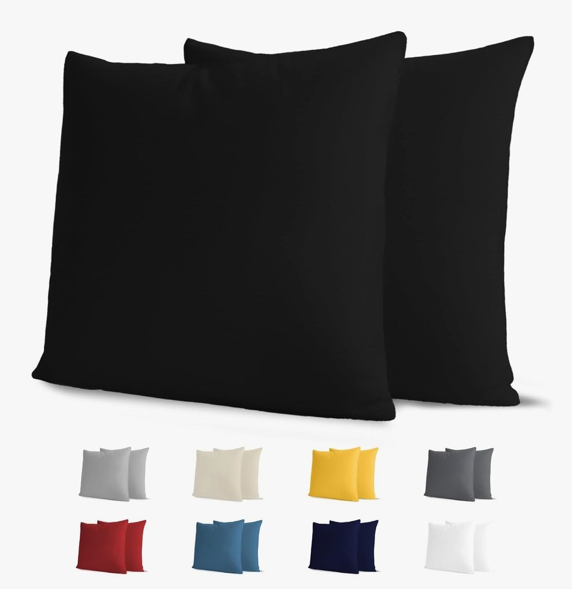 POSZEWKI NA PODUSZKI ZESTAW 2 SZTUK 80X80CM BAWEŁNA CZARNY DZIANINA