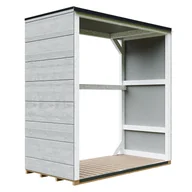 Altany ogrodowe - Zewnętrzna szopa na drewno opałowe 1,14 m² - 75 x 153 x wys. 159 cm - TIMBELA M980-1-TUNDRA SZARY - miniaturka - grafika 1