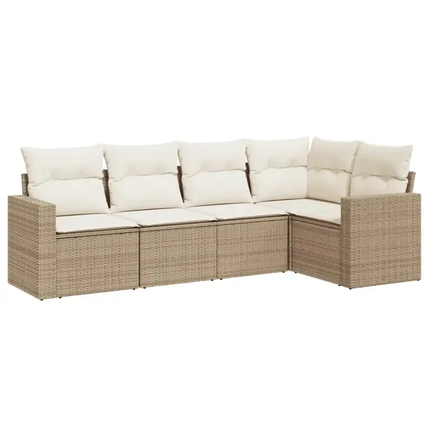 Zestaw mebli ogrodowych modułowych, beżowy, rattan PE, 62 x 62 x 69 cm