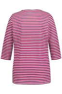 Koszulki i topy damskie - Ulla Popken Damska koszulka plisowana z paskami, A-LINE T-Shirt, fioletowa, 50/52, liliowy, 50/52 - miniaturka - grafika 1