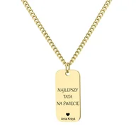 Naszyjniki - Męskie złoty nieśmiertelnik naszyjnik najlepszy taty na świecie z imionami dzieci personalizowany - Manoki - miniaturka - grafika 1