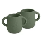 Kubki dla dzieci - Nuuroo - 2 kubeczki silikonowe otwarte KOALA GIRAF Dusty Green - miniaturka - grafika 1