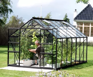 VITAVIA szklarnia ogrodowa URANUS 11500, czarna (11,5 m2; 2,57 x 4,45 m), szkło hartowane + baza - Szklarnie ogrodowe - miniaturka - grafika 4