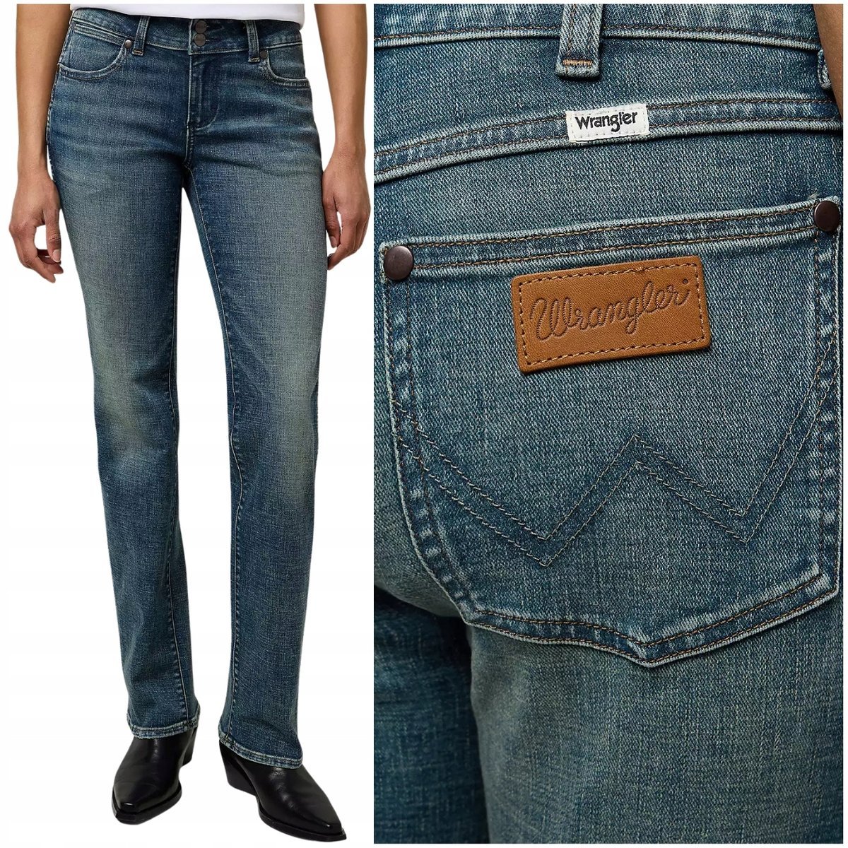 Wrangler LOW RISE BOLD BOOT rozszerzane damskie spodnie jeansowe W28 L34