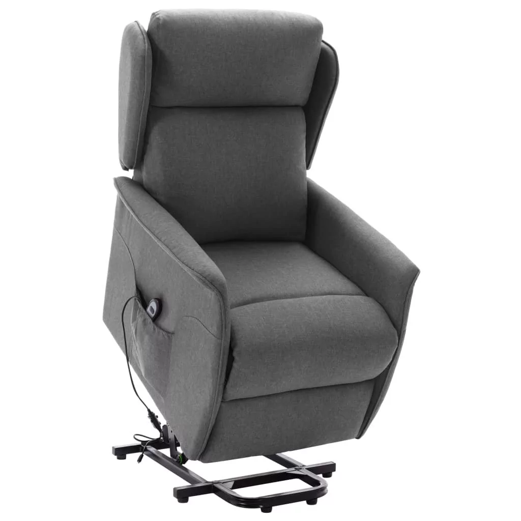 vidaXL Lumarko Podnoszony fotel rozkładany, jasnoszary, tapicerowany tkaniną 324021