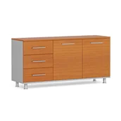 Szafki biurowe - Szafka dostawna do biurka PRIMO, lewa, szary / czereśnia - miniaturka - grafika 1