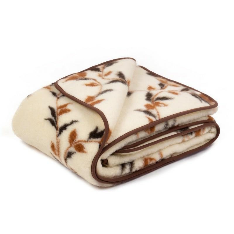 Koc wełniany merynos 100x150 Mena brązowy Wyroby rehabilitacyjne Pościelowe wyroby rozgrzewające