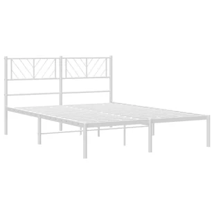 Metalowa rama łóżka z wezgłowiem, biała, 150x200 cm Lumarko! - Łóżka - miniaturka - grafika 5