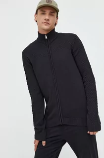 Swetry męskie - Solid kardigan bawełniany męska kolor czarny - grafika 1