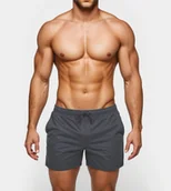 Kąpielówki męskie - Krótkie męskie spodenki plażowe z kieszeniami grafitowe Recea - miniaturka - grafika 1