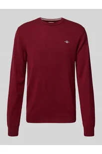 Sweter z dzianiny z czystej wełny jagnięcej z prążkowanymi wykończeniami - Gant - Swetry męskie - miniaturka - grafika 1